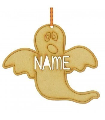 Laser Cut Personalised Halloween Bauble Stencil Font Name - Ghost Design